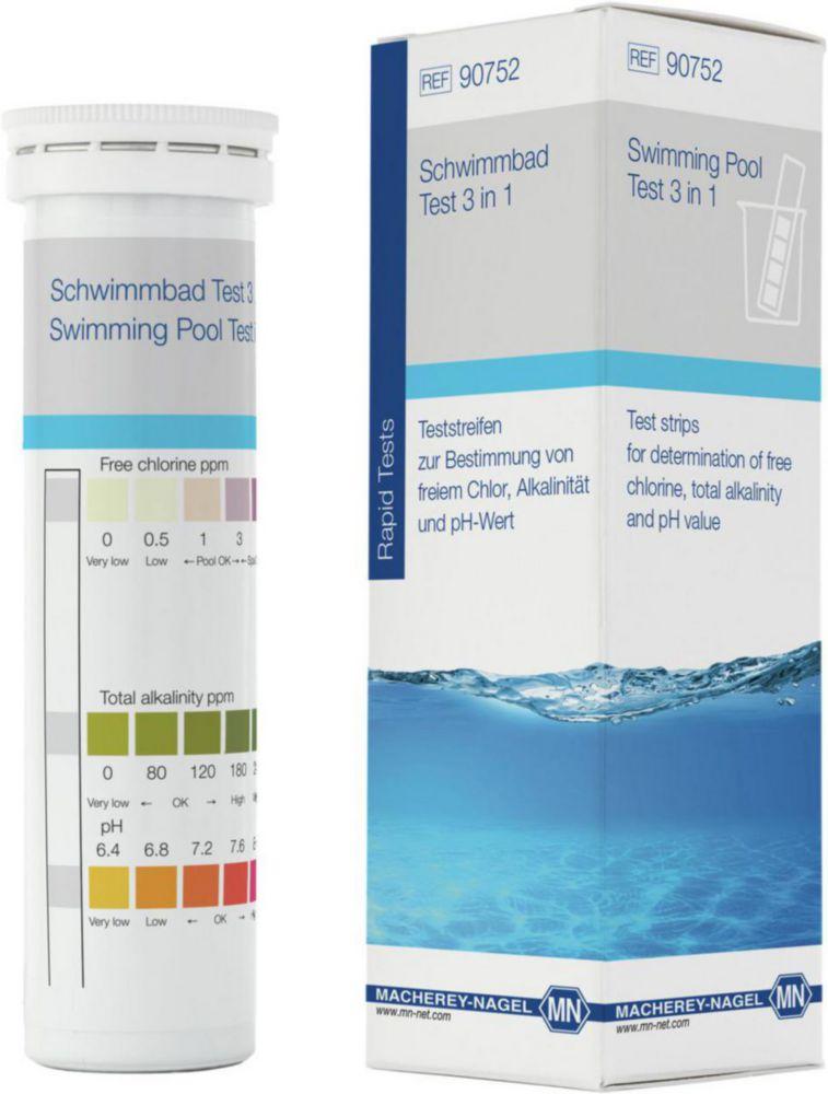 Macherey-Nagel Swimming Pool Test Strips for Determination of Free Chlorine Alkalinity and pH (Pack of 50 Strips)