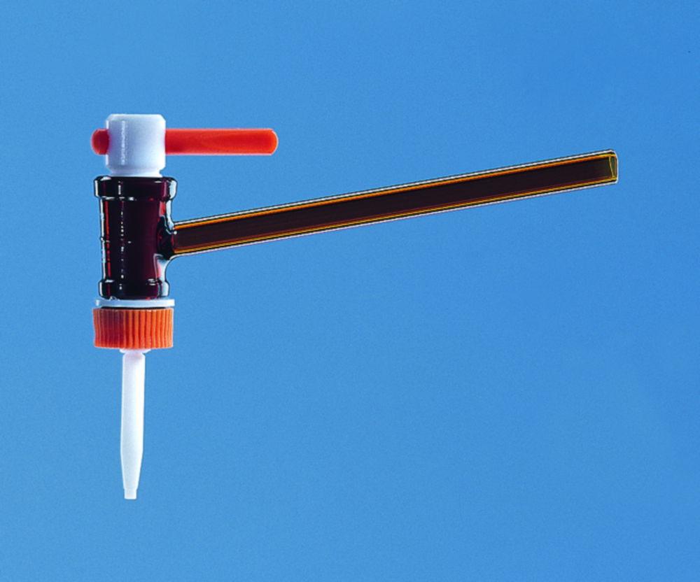BRAND Burette Stopcock BISTABIL, Amber Glass Boro 5.3, Side Cock for 25+50 ml Burettes with PTFE Plug

