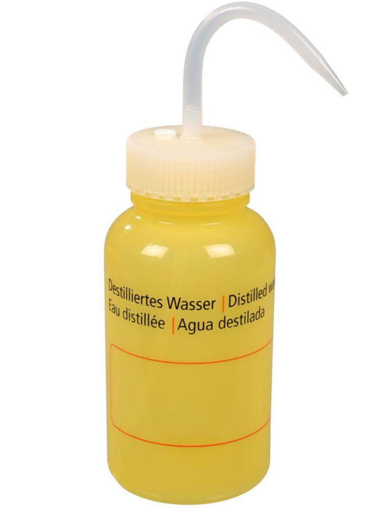 Bürkle LeakProof Wash Bottle 500 ml, LDPE, "Dest. Water" Printing in German, English, and French
