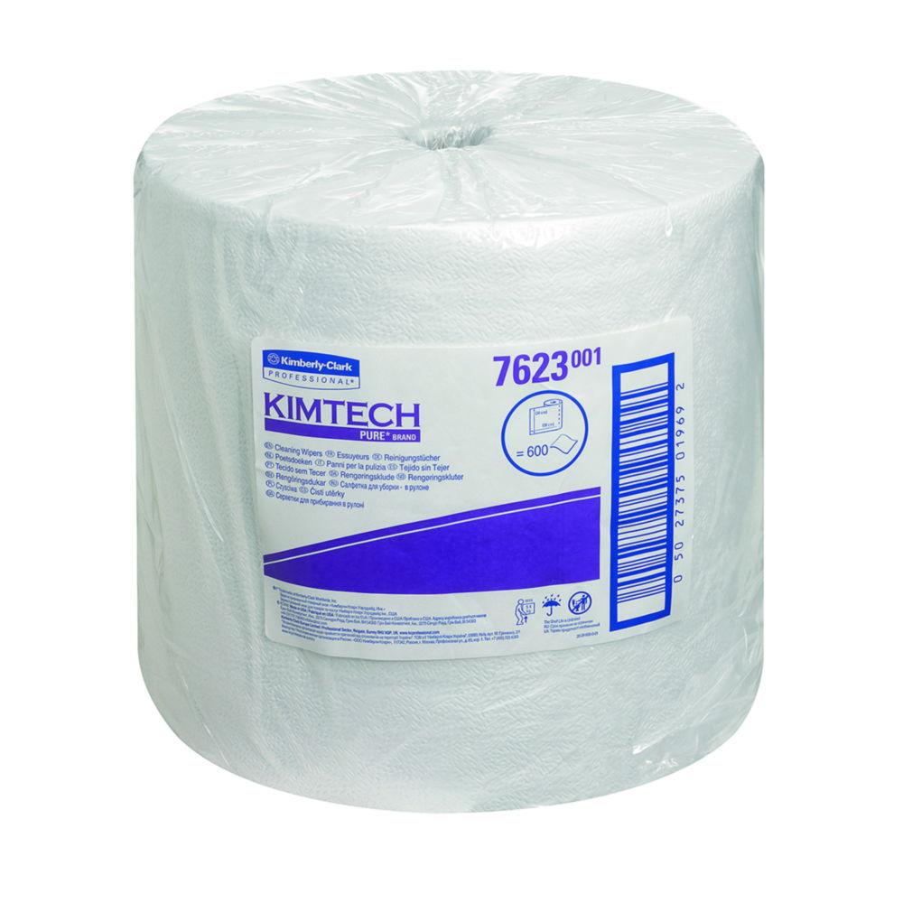 Kimberly-Clark KIMTECH Pure* Wipes Perforated, Embossed, White, 68g/m², 34 x 38 cm, Large Roll à 600