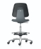 Laboratory chair Labsit 4 Integral foam 9588, black 2000, seat anthracite, stop and go castors and foot ring