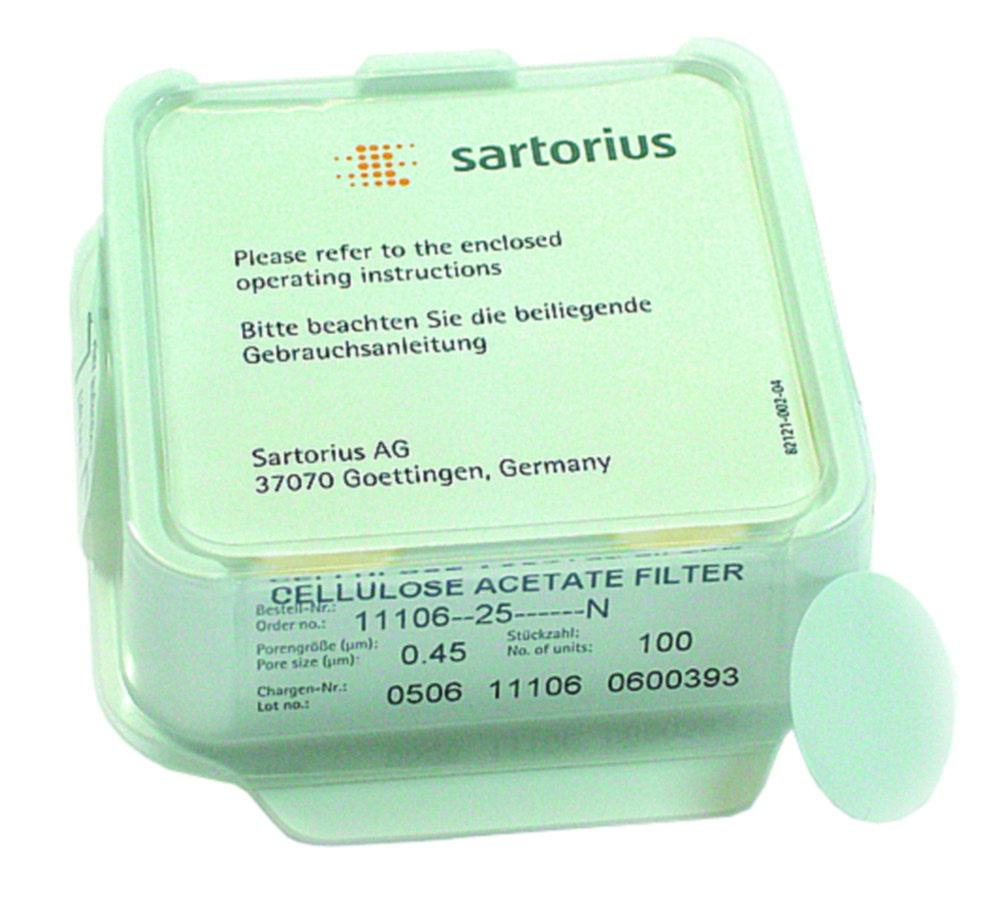 Membrane filter,Cellulose acetate,pore 0,45 µm, diam. 142 mm, pack of 25