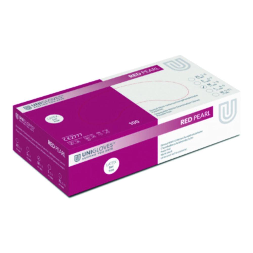 Unigloves Nitrile Gloves Red Pearl Size S (7) Red, latex/powder Free, Non Sterile,Rolling Edges, Micro-Roughened Finger Tips, Pack of 100