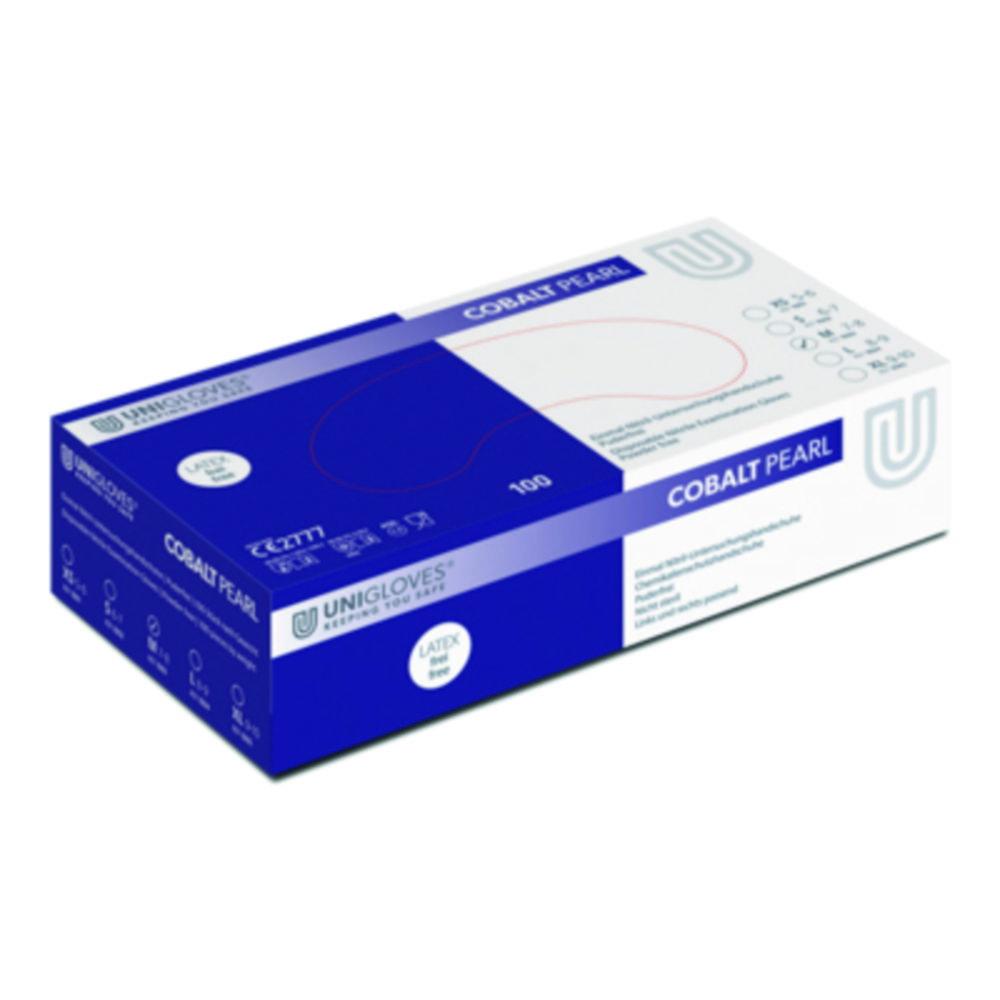 Unigloves Nitrile Gloves Cobalt Pearl Size M (8) Cobalt,latex/powder Free,Non Sterile,Rolling Edges Micro-Roughened Finger Tips, Pack of 100